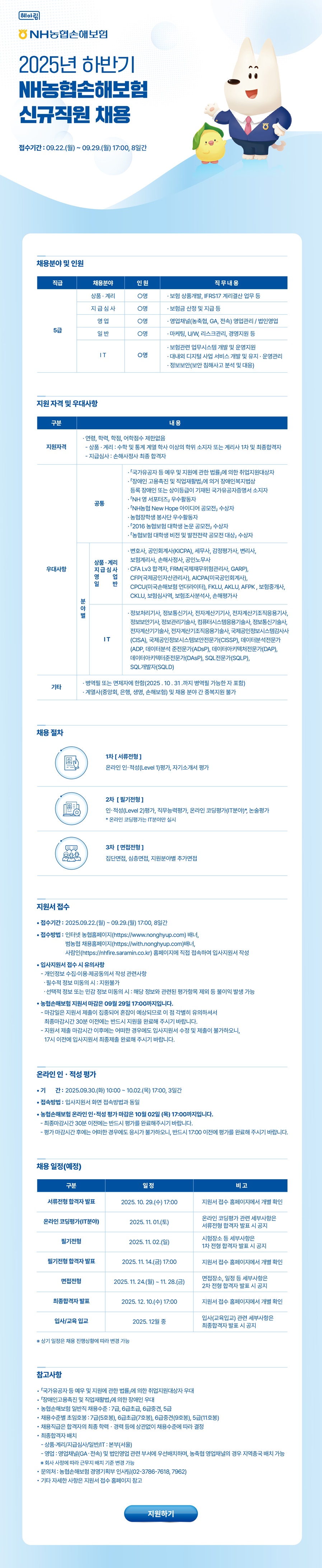 2025년 하반기 NH농협손해보험 신규직원 채용 웹공고문.jpg